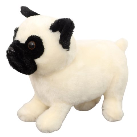 PLUSZOWA MASKOTKA PRZYTULANKA PIES MOPS BIAŁY 19CM