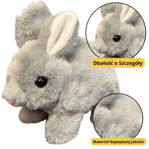 PLUSZOWA MASKOTKA PRZYTULANKA ZAJĄC KRÓLIK SZARY 18CM