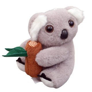 PLUSZOWY BRELOK KOALA Z GAŁĘZIĄ SZARY KARABIŃCZYK ZŁOTY 12CM