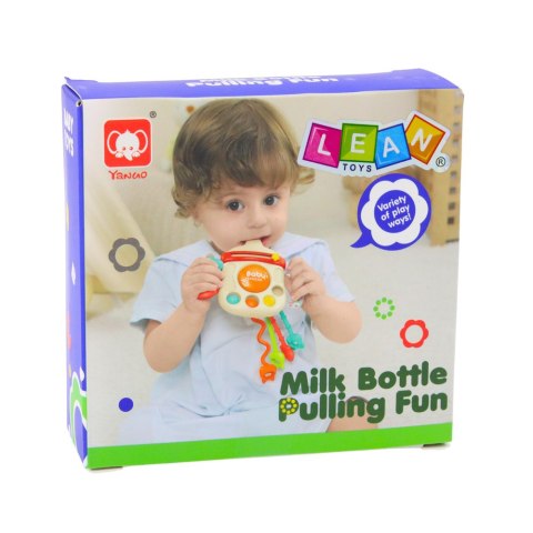 ZABAWKA SENSORYCZNA GRYZAK GRZECHOTKA DLA MALUCHA BUTELKA 3W1