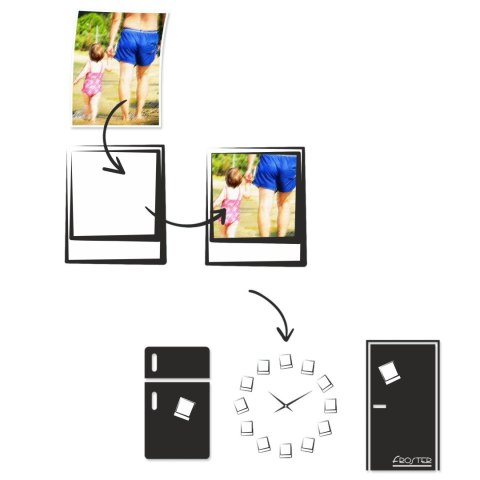 ZEGAR Z RAMKAMI NA ZDJĘCIA NAKLEJANY ŚCIENNY RAMKI