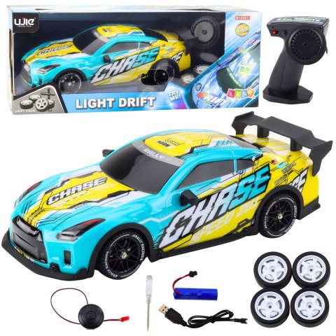 AUTO SPORTOWE ZDALNIE STEROWANE RC PODŚWIETLANA KAROSERIA DRIFT TURKUSOWE