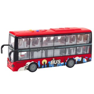 AUTOBUS MIEJSKI PIĘTROWY 1:16 NAPĘD ŚWIATŁA DŹWIĘKI CZERWONY