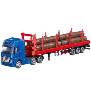 CIĘŻARÓWKA TRANSPORT DREWNA METALOWA HUINA 1:50 CZERWONA