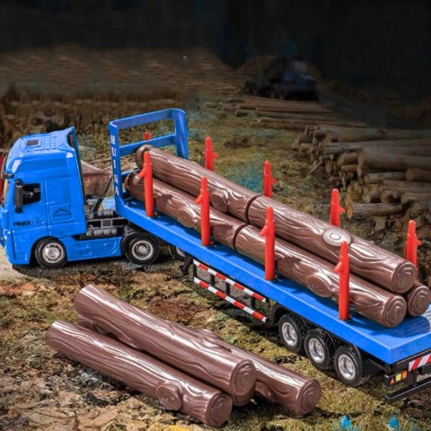 CIĘŻARÓWKA TRANSPORT DREWNA METALOWA HUINA 1:50 CZERWONA