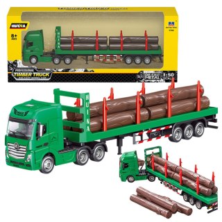 CIĘŻARÓWKA TRANSPORT DREWNA METALOWA HUINA 1:50 ZIELONA