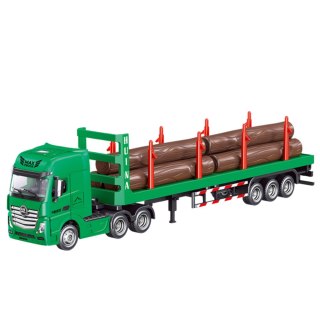 CIĘŻARÓWKA TRANSPORT DREWNA METALOWA HUINA 1:50 ZIELONA