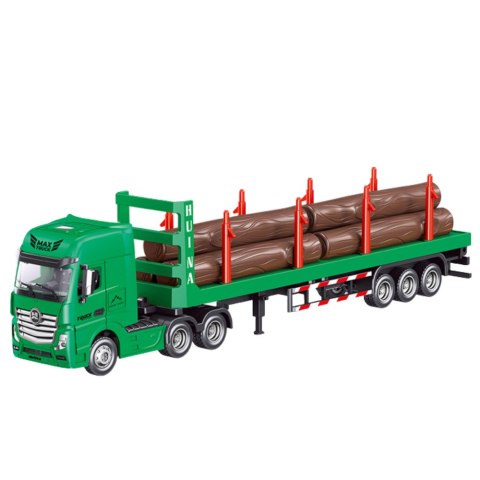 CIĘŻARÓWKA TRANSPORT DREWNA METALOWA HUINA 1:50 ZIELONA