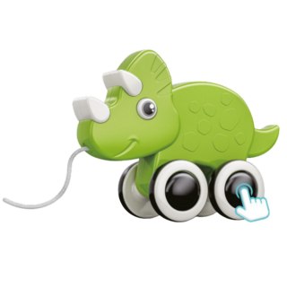 DINOZAUR ZABAWKA DO CIĄGNIĘCIA NA SZNURKU PISZCZAŁKA EKO ZIELONY