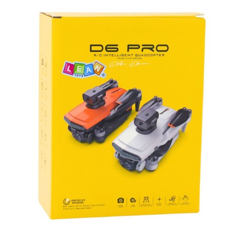 DRON D6 PRO KAMERA ŚWIATŁA LED APLIKACJA JASNOSZARY