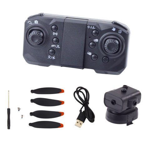 DRON D6 PRO PODWÓJNA KAMERA HD ŚWIATŁA LED POMARAŃCZOWY