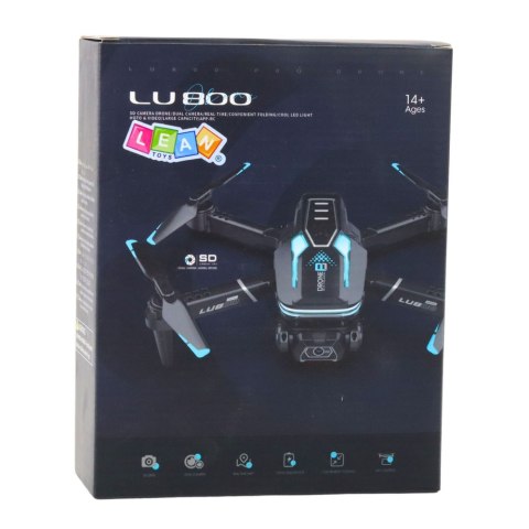 DRON ZDALNIE STEROWANY LU800 KAMERA ŚWIATŁA LED NIEBIESKI