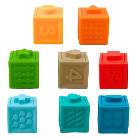 GUMOWE KLOCKI SENSORYCZNE EDUKACYJNE DLA MALUCHA LICZBY ZWIERZĘTA WZORY 8EL