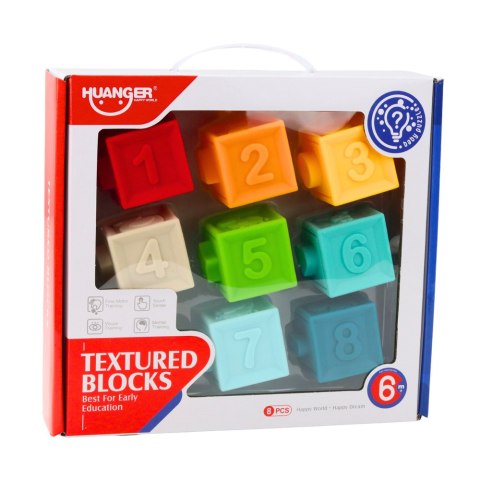 GUMOWE KLOCKI SENSORYCZNE EDUKACYJNE DLA MALUCHA LICZBY ZWIERZĘTA WZORY 8EL