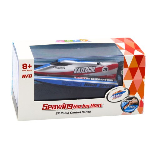 ŁÓDŹ MOTORÓWKA ZDALNIE STEROWANA RC NIEBIESKO-SREBRNA 14CM