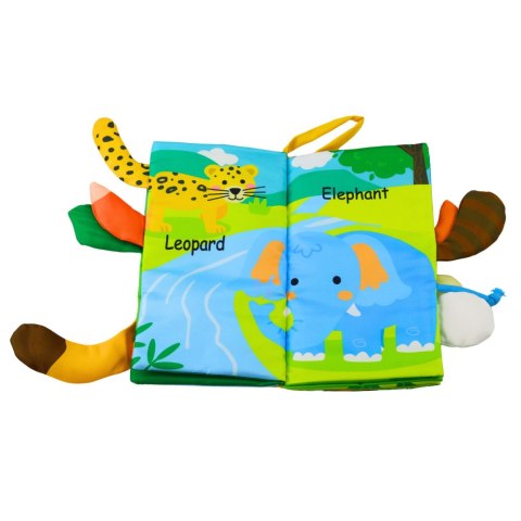 MIĘKKA KSIĄŻECZKA EDUKACYJNA SZELESZCZĄCA ZWIERZĘTA OGONKI DLA NIEMOWLĄT ŻÓŁTA