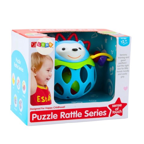 MIĘKKA PIŁKA JEŻ KULKA Z GRZECHOTKĄ ZABAWKA SENSORYCZNA NIEBIESKA