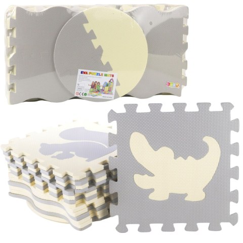 MIĘKKIE PUZZLE MATA EDUKACYJNA KOJEC PIANKA EVA BEŻOWE SZARE 25 EL.