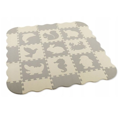 MIĘKKIE PUZZLE MATA EDUKACYJNA KOJEC PIANKA EVA BEŻOWE SZARE 25 EL.
