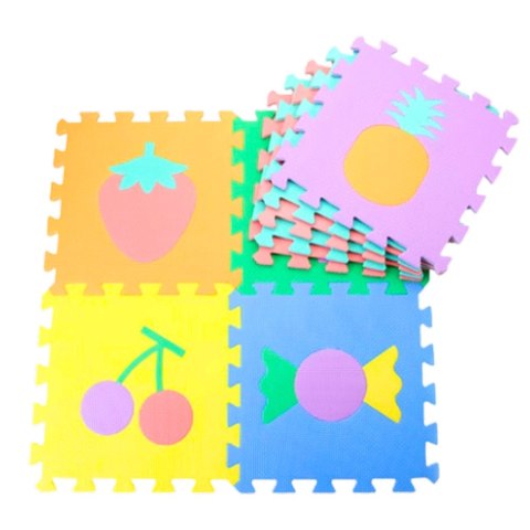 MIĘKKIE PUZZLE MATA EDUKACYJNA PIANKA EVA OWOCE SŁODYCZE KOLOROWA 16 EL.