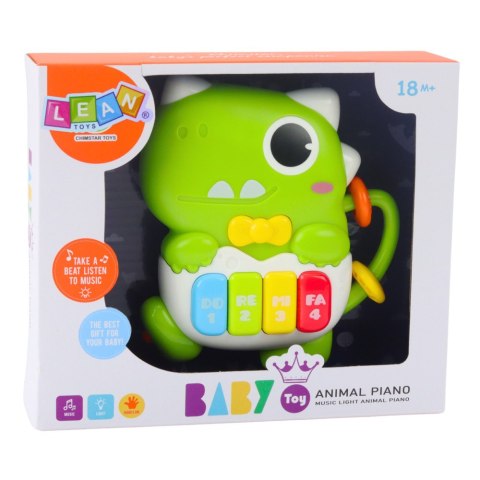 MINI PIANINKO DLA MALUCHA DINOZAUR ZIELONY ŚWIATŁA DŹWIĘKI