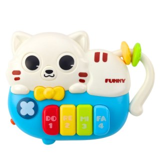 MINI PIANINKO DLA MALUCHA KOTEK NIEBIESKI ŚWIATŁA DŹWIĘKI