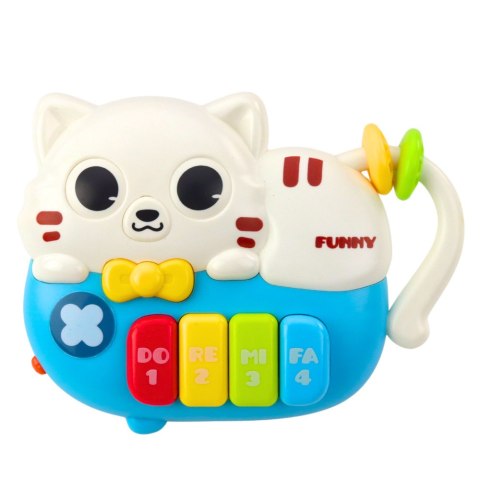 MINI PIANINKO DLA MALUCHA KOTEK NIEBIESKI ŚWIATŁA DŹWIĘKI
