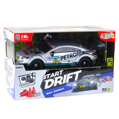 SAMOCHÓD WYŚCIGOWY AUTO DO DRIFTU RC SREBRNE 30KM/H 1:16