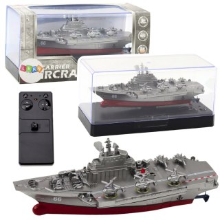 STATEK MILITARNY ŁÓDŹ ZDALNIE STEROWANA RC SREBRNA 15CM