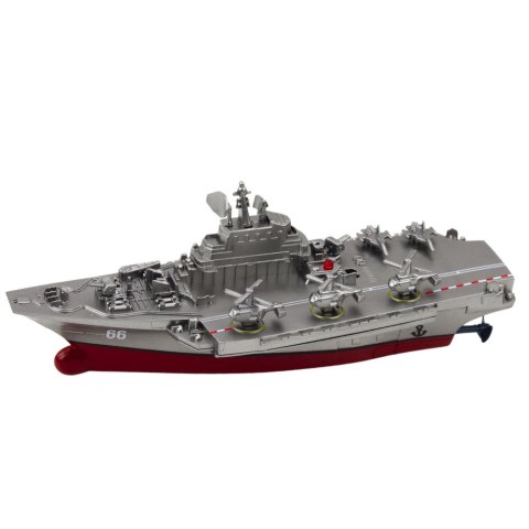 STATEK MILITARNY ŁÓDŹ ZDALNIE STEROWANA RC SREBRNA 15CM