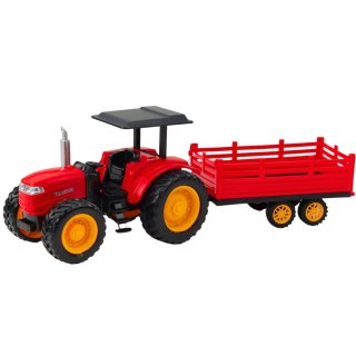 TRAKTOR FARMERSKI Z PRZYCZEPĄ ZDALNIE STEROWANY RC CZERWONY