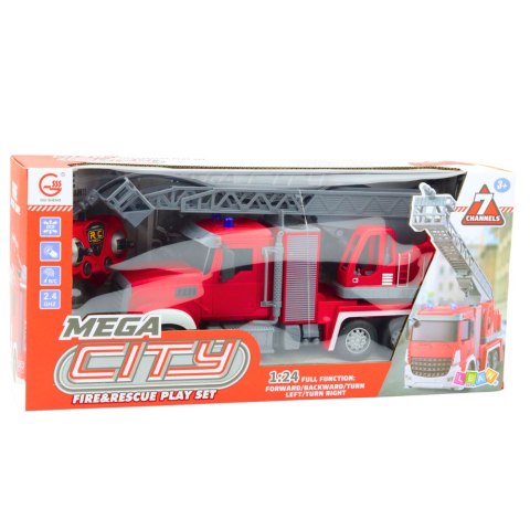 WÓZ SAMOCHÓD STRAŻACKI Z WYSIĘGNIKIEM FUNKCJA LANIA WODY 1:24