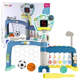 ZESTAW SPORTOWY WIELOFUNKCYJNA BRAMKA DLA MALUCHA TABLICA LED 5W1