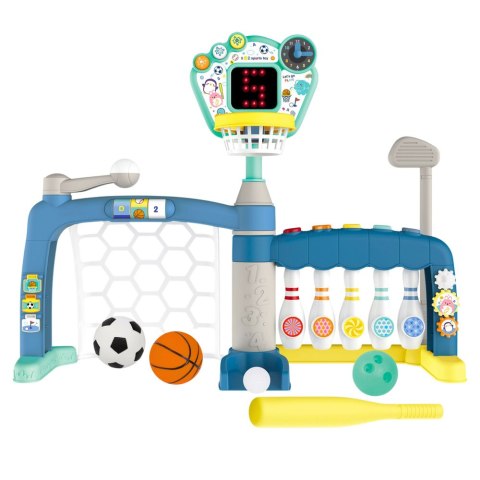 ZESTAW SPORTOWY WIELOFUNKCYJNA BRAMKA DLA MALUCHA TABLICA LED 5W1