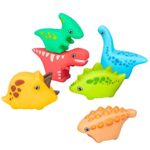 ZESTAW ZABAWEK DO KĄPIELI DINOZAURY GUMOWE KOLOROWE 6SZT