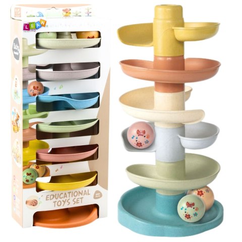 ZJEŻDŻALNIA TOR DLA KULEK EDUKACYJNA KULKI Z GRZECHOTKAMI 7 POZIOMÓW