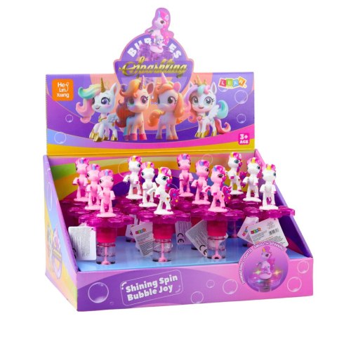 BAŃKI MYDLANE JEDNOROŻEC OBROTOWY KWIATEK ŚWIATŁO LED 20CM MIX