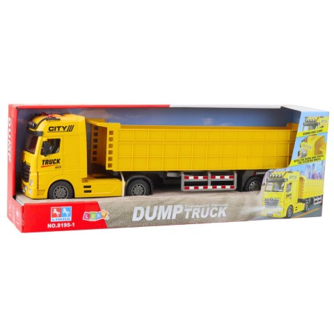 CIĘŻARÓWKA TRANSPORTOWA PODNOSZONA NACZEPA ŚWIATŁA DŹWIĘKI ŻÓŁTA