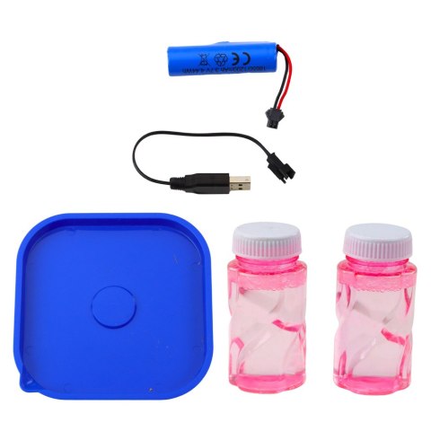 DUŻY PISTOLET ELEKTRYCZNY NA BAŃKI MYDLANE 64 OTWORY NIEBIESKI