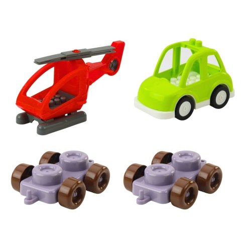 KLOCKI KONSTRUKCYJNE EDUKACYJNE W PLECAKU DINOZAURY CYFRY LITERY 49 EL.