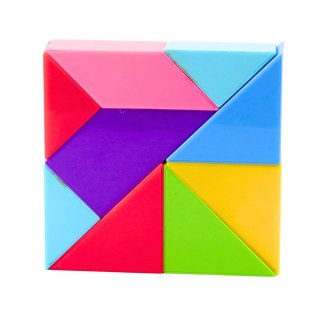 KLOCKI MAGNETYCZNE TANGRAM KOLOROWA UKŁADANKA NAKLEJKI 9 EL.