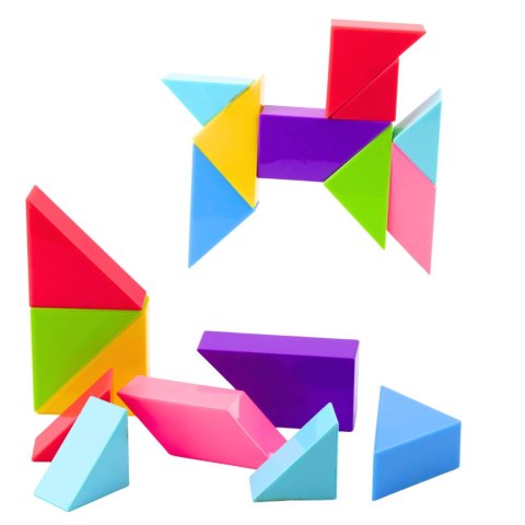 KLOCKI MAGNETYCZNE TANGRAM KOLOROWA UKŁADANKA NAKLEJKI 9 EL.