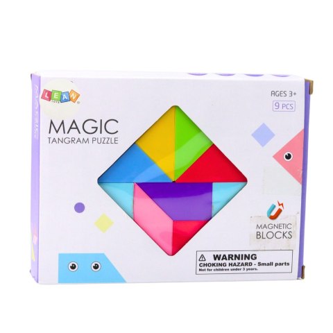 KLOCKI MAGNETYCZNE TANGRAM KOLOROWA UKŁADANKA NAKLEJKI 9 EL.