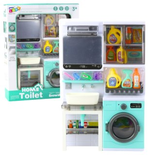 ŁAZIENKA ZABAWKOWA UMYWALKA SZAFKA AKCESORIA ŚWIATŁA DŹWIĘKI