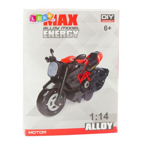 MOTOCYKL DO SKŁADANIA SKRĘCANIA METAL 1:14 DIY CZARNO-CZERWONY