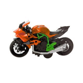 MOTOCYKL DO SKŁADANIA SKRĘCANIA METAL 1:14 DIY POMARAŃCZOWO-ZIELONY