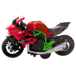 MOTOCYKL DO SKŁADANIA SKRĘCANIA METAL 1:14 DIY ZIELONO-CZERWONY