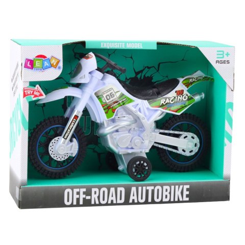 MOTOR CROSSOWY OFF-ROAD NAPĘD ŚWIATŁA DŹWIĘKI BIAŁY
