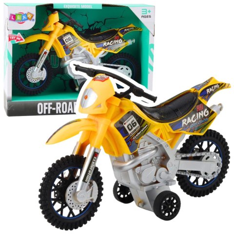 MOTOR CROSSOWY OFF-ROAD NAPĘD ŚWIATŁA DŹWIĘKI ŻÓŁTY