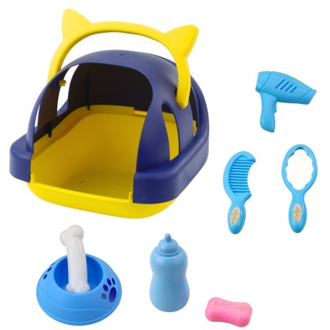 PIES INTERAKTYWNY PLUSZOWY CHODZI SZCZEKA TRANSPORTER AKCESORIA SZARO-BIAŁY